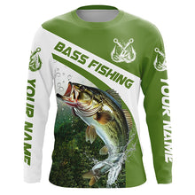 Load image into Gallery viewer, Custom Bass Fishing Long Sleeve Tournament Fishing Shirts, Bass Performance Fishing Jerseys | Green IPHW5803