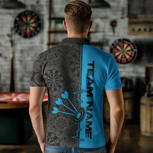 Load image into Gallery viewer, Custom Black And Blue Dart Jerseys, Dartboad Pattern Grunge Dart Team Polo Shirts For Men IPHW8512