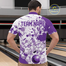 Load image into Gallery viewer, Custom Purple Splatter Bowling Team League Shirts For Men, Bowling Jerseys Bowler Outfit IPHW10595