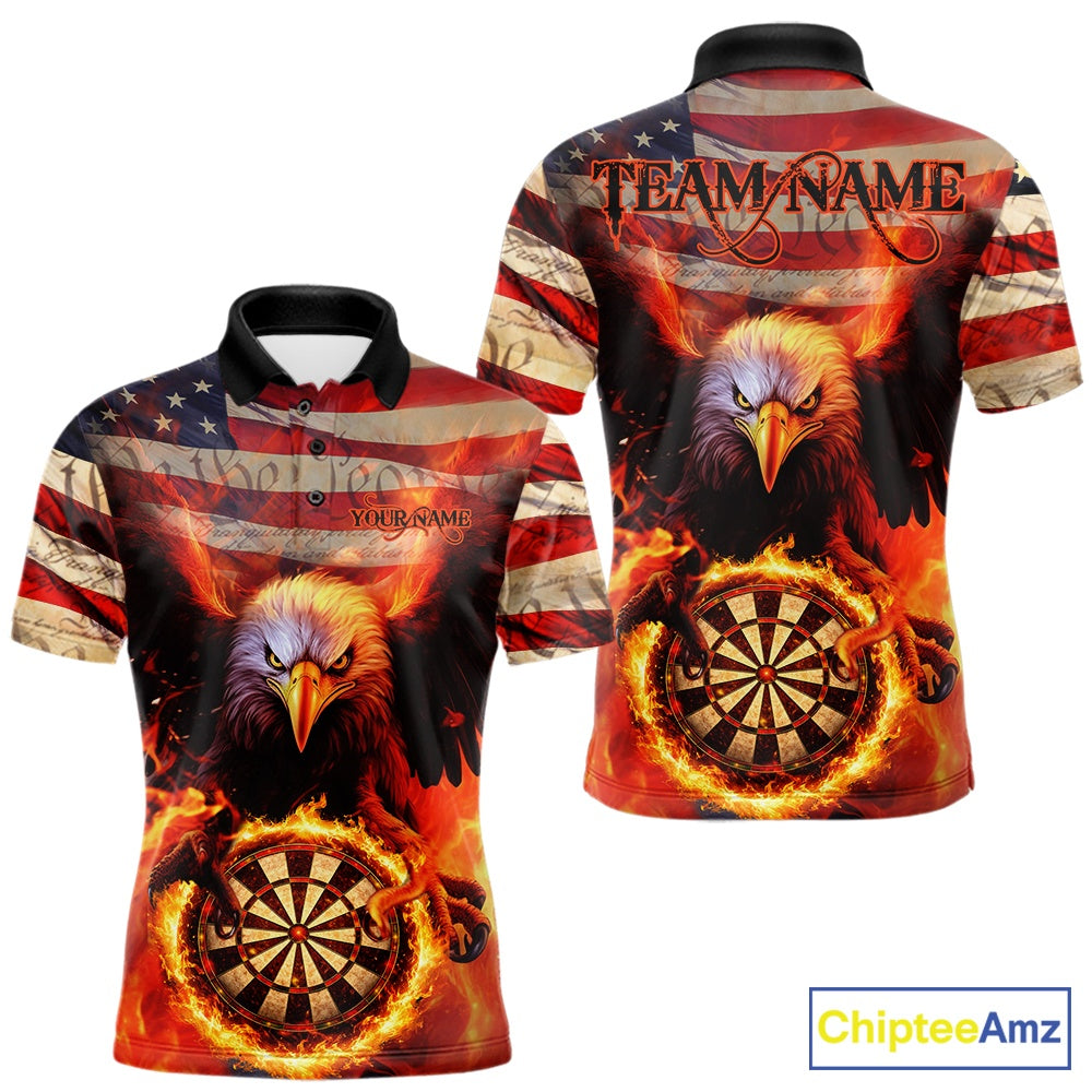 Custom Patriotic Eagle We The People Flame Darts Shirt For Men, Vintage US Flag Dart Shirt IPHW10600