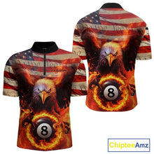 Load image into Gallery viewer, Custom Patriotic Eagle We The People Flame Billiard Shirt For Men, US Flag 8-Ball Shirt IPHW10601