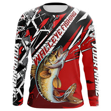 Load image into Gallery viewer, Black And Red Walleye Long Sleeve Tournament Fishing Shirts, Custom Walleye Fishing Jerseys IPHW6205