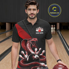 Load image into Gallery viewer, Custom Black And Red Cobra Snake Bowling Team Jerseys, Men Bowling Polo Shirts IPHW11085
