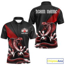 Load image into Gallery viewer, Custom Black And Red Cobra Snake Bowling Team Jerseys, Men Bowling Polo Shirts IPHW11085