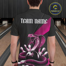 Load image into Gallery viewer, Custom Black And Pink Cobra Snake Bowling Team Jerseys, Men Bowling Polo Shirts IPHW11089