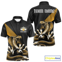 Load image into Gallery viewer, Custom Black And Yellow Cobra Snake Bowling Team Jerseys, Men Bowling Polo Shirts IPHW11090