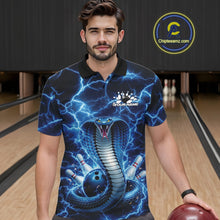 Load image into Gallery viewer, Custom Blue Thunder Lightning Cobra Snake Bowling Team Men Polo Shirt, Bowling Jersey IPHW11091
