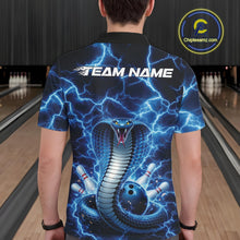 Load image into Gallery viewer, Custom Blue Thunder Lightning Cobra Snake Bowling Team Men Polo Shirt, Bowling Jersey IPHW11091