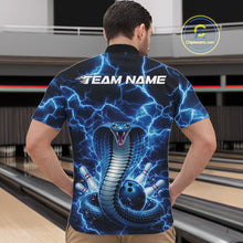 Load image into Gallery viewer, Custom Blue Thunder Lightning Cobra Snake Bowling Team Men Quarter-Zip Shirt, Bowling Jersey IPHW11091