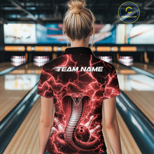 Load image into Gallery viewer, Custom Red Thunder Lightning Cobra Snake Bowling Team Women Polo Shirt, Bowling Jersey IPHW11092