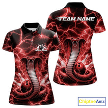 Load image into Gallery viewer, Custom Red Thunder Lightning Cobra Snake Bowling Team Women Polo Shirt, Bowling Jersey IPHW11092