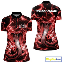 Load image into Gallery viewer, Custom Red Thunder Lightning Cobra Snake Bowling Team Women Quarter-Zip ShirtIPHW11092