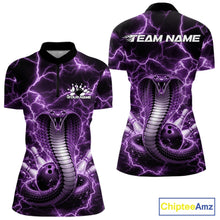 Load image into Gallery viewer, Custom Purple Thunder Lightning Cobra Snake Bowling Team Women Quarter-Zip ShirtIPHW11093