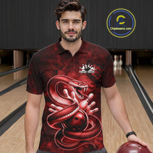 Load image into Gallery viewer, Custom Red Snake Bowling Men Polo Shirt, Bowling Team Tournament Jerseys IPHW11095
