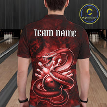 Load image into Gallery viewer, Custom Red Snake Bowling Men Polo Shirt, Bowling Team Tournament Jerseys IPHW11095