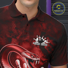 Load image into Gallery viewer, Custom Red Snake Bowling Men Polo Shirt, Bowling Team Tournament Jerseys IPHW11095