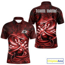 Load image into Gallery viewer, Custom Red Snake Bowling Men Polo Shirt, Bowling Team Tournament Jerseys IPHW11095