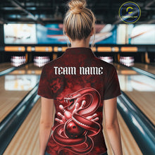 Load image into Gallery viewer, Custom Red Snake Bowling Women Quarter-Zip Shirt, Bowling Team Tournament Jerseys IPHW11095