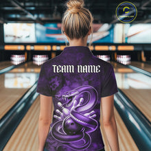 Load image into Gallery viewer, Custom Purple Snake Bowling Women Polo Shirt, Bowling Team Tournament Jerseys IPHW11096