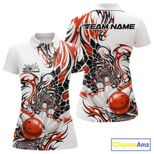 Load image into Gallery viewer, Custom Orange Tribal Flame Bowling Women Polo Shirt, Polygonal Bowling Jerseys IPHW11380