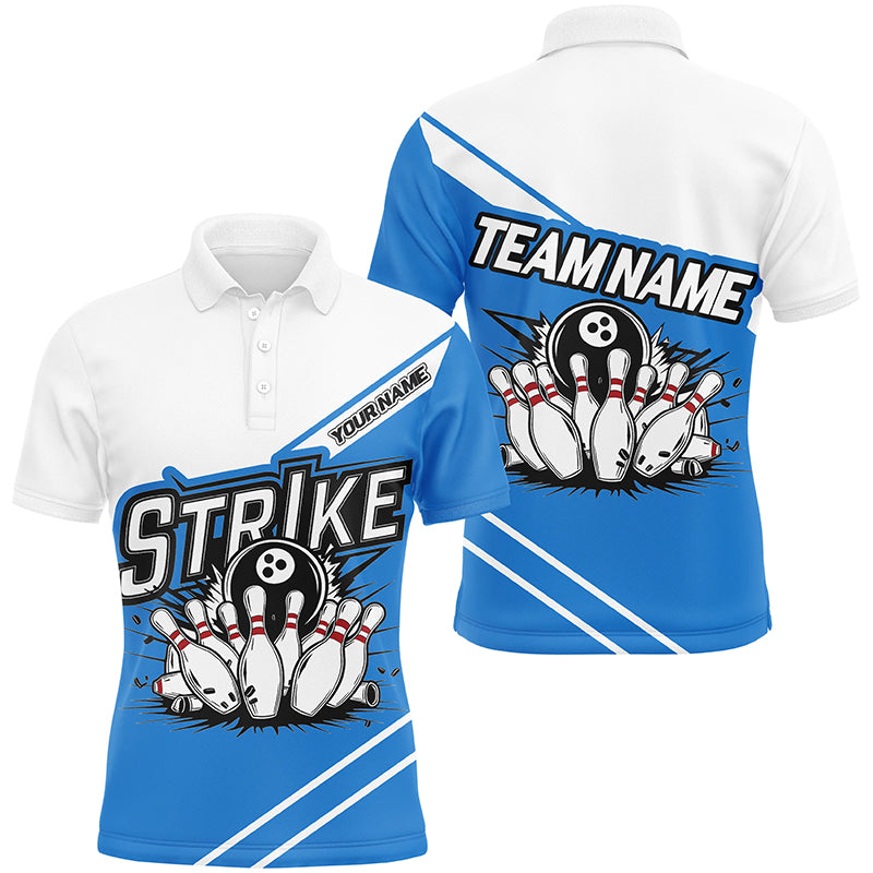 Blue Strike Bowling Shirts For Men And Women, Custom Team Name Bowling Jerseys Bowlers Outfits IPHW6691