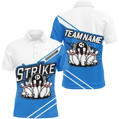 Blue Strike Bowling Shirts For Men And Women, Custom Team Name Bowling Jerseys Bowlers Outfits IPHW6691
