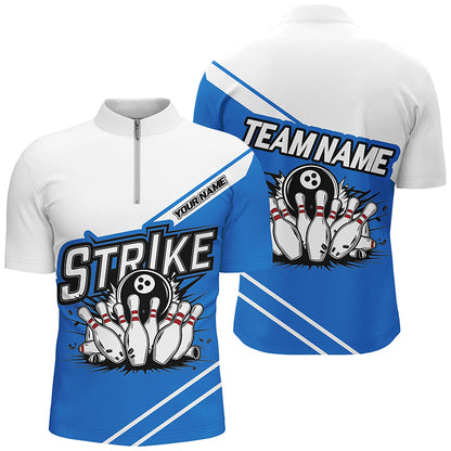 Blue Strike Bowling Shirts For Men And Women, Custom Team Name Bowling Jerseys Bowlers Outfits IPHW6691
