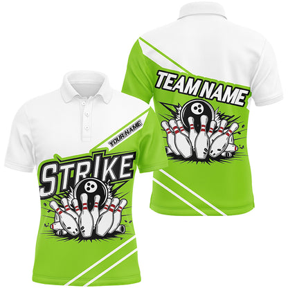 Green Strike Bowling Shirts For Men And Women, Custom Team Name Bowling Jerseys Bowlers Outfits IPHW6692
