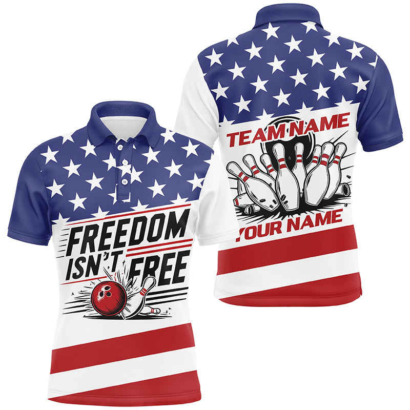 "Freedom Isn'T Free" Bowling Shirts For Men And Women, Personalized Patriotic Bowling Team Jerseys IPHW6702