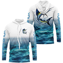 Load image into Gallery viewer, Blue Ocean Background Custom Sailfish Fishing Long Sleeve Shirts, Sailfish Saltwater Fishing Shirt IPHW7025