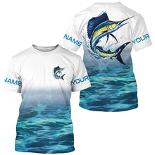 Load image into Gallery viewer, Blue Ocean Background Custom Sailfish Fishing Long Sleeve Shirts, Sailfish Saltwater Fishing Shirt IPHW7025