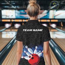 Load image into Gallery viewer, Custom Bowling Pattern Bowling Polo Team Shirts For Women, Bowling League Shirt IPHW9545