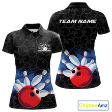 Load image into Gallery viewer, Custom Bowling Pattern Bowling Polo Team Shirts For Women, Bowling League Shirt IPHW9545