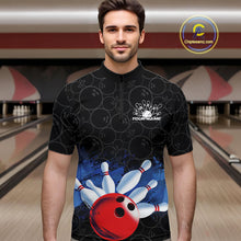 Load image into Gallery viewer, Custom Bowling Pattern Bowling Quarter-Zip Team Shirts For Men, Bowling League Shirt IPHW9545