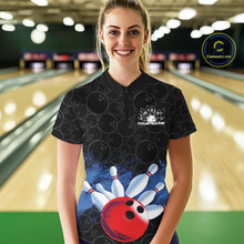 Load image into Gallery viewer, Custom Bowling Pattern Bowling Quarter-Zip Team Shirts For Women, Bowling League Shirt IPHW9545