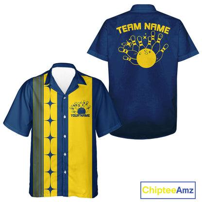 Custom Vintage Bowling Hawaiian Shirt For Men And Women, Bowling Team Button Up Shirt IPHW10062
