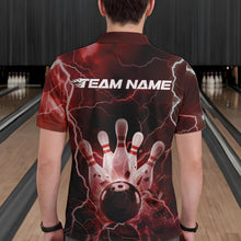 Load image into Gallery viewer, Custom Black And Red Thunder Lightning Bowling Polo Team Shirts For Men, Bowling Jerseys IPHW8514