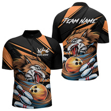 Load image into Gallery viewer, Custom Black And Orange Wolf Bowling Team Quarter-Zip Shirts For Men, Wolf Bowling Jerseys IPHW8713