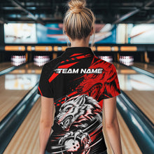 Load image into Gallery viewer, Custom Black And Red Wolf Bowling Women Quarter-Zip Shirts, Wolf Bowling League Team Shirt IPHW8714