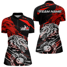Load image into Gallery viewer, Custom Black And Red Wolf Bowling Women Quarter-Zip Shirts, Wolf Bowling League Team Shirt IPHW8714