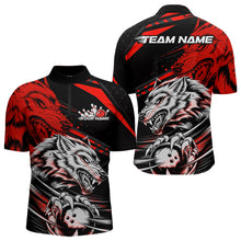Load image into Gallery viewer, Custom Black And Red Wolf Bowling Men Quarter-Zip Shirts, Wolf Bowling League Shirt Team Uniform IPHW8714