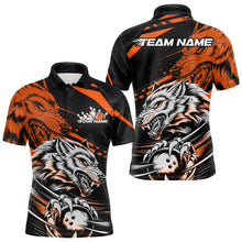 Load image into Gallery viewer, Custom Black And Orange Wolf Bowling Men Polo Shirts, Wolf Bowling League Shirt Team Uniform IPHW8715