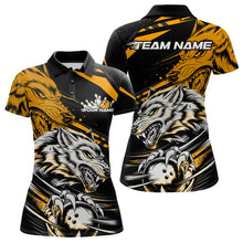 Load image into Gallery viewer, Custom Black And Yellow Wolf Bowling Women Polo Shirts, Wolf Bowling League Team Shirt IPHW8716