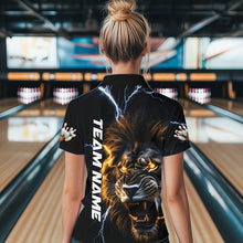 Load image into Gallery viewer, Custom Blue Thunder Lightning Lion Bowling Women Quarter-Zip Shirts, Bowling League Shirt IPHW8986