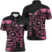 Load image into Gallery viewer, Pink Sugar Skull Tattoo Custom Unisex Team Bowling Polo Shirts, Halloween Team Bowling Jerseys IPHW6712