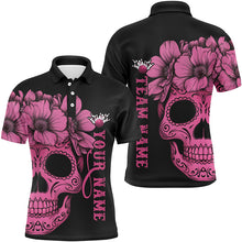 Load image into Gallery viewer, Pink Sugar Skull Tattoo Custom Unisex Team Bowling Polo Shirts, Halloween Team Bowling Jerseys IPHW6714