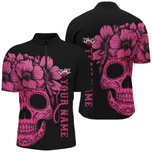 Load image into Gallery viewer, Pink Sugar Skull Tattoo Custom Unisex Team Bowling Polo Shirts, Halloween Team Bowling Jerseys IPHW6714