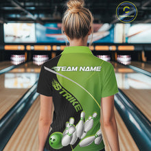 Load image into Gallery viewer, Custom Black And Green Strike Bowling Polo Shirts For Women, Bowler Outfit Team Jerseys IPHW9228