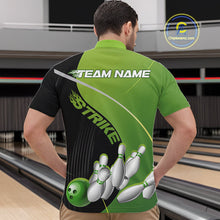 Load image into Gallery viewer, Custom Black And Green Strike Bowling Quarter-Zip Shirts For Men, Bowler Outfit Team Jerseys IPHW9228
