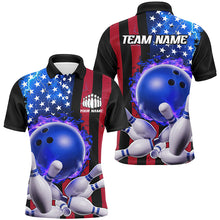 Load image into Gallery viewer, American Flag Thunder Lightning Flame Bowling Ball Custom Men And Women Bowling Team Shirts IPHW6718